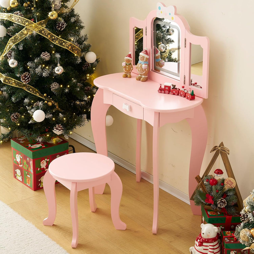 Vanity Set,ShyneeMakeup Dressing Vanity Set Wooden Princess Makeup Table with...