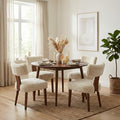 Modern Faux Fur Upholstered Dining Chairs Set of 4, Cream White Accent Side Chairs with Solid Wood Legs, Ergonomic Kitchen Chairs for Dining Room(Plush, Set of 4)