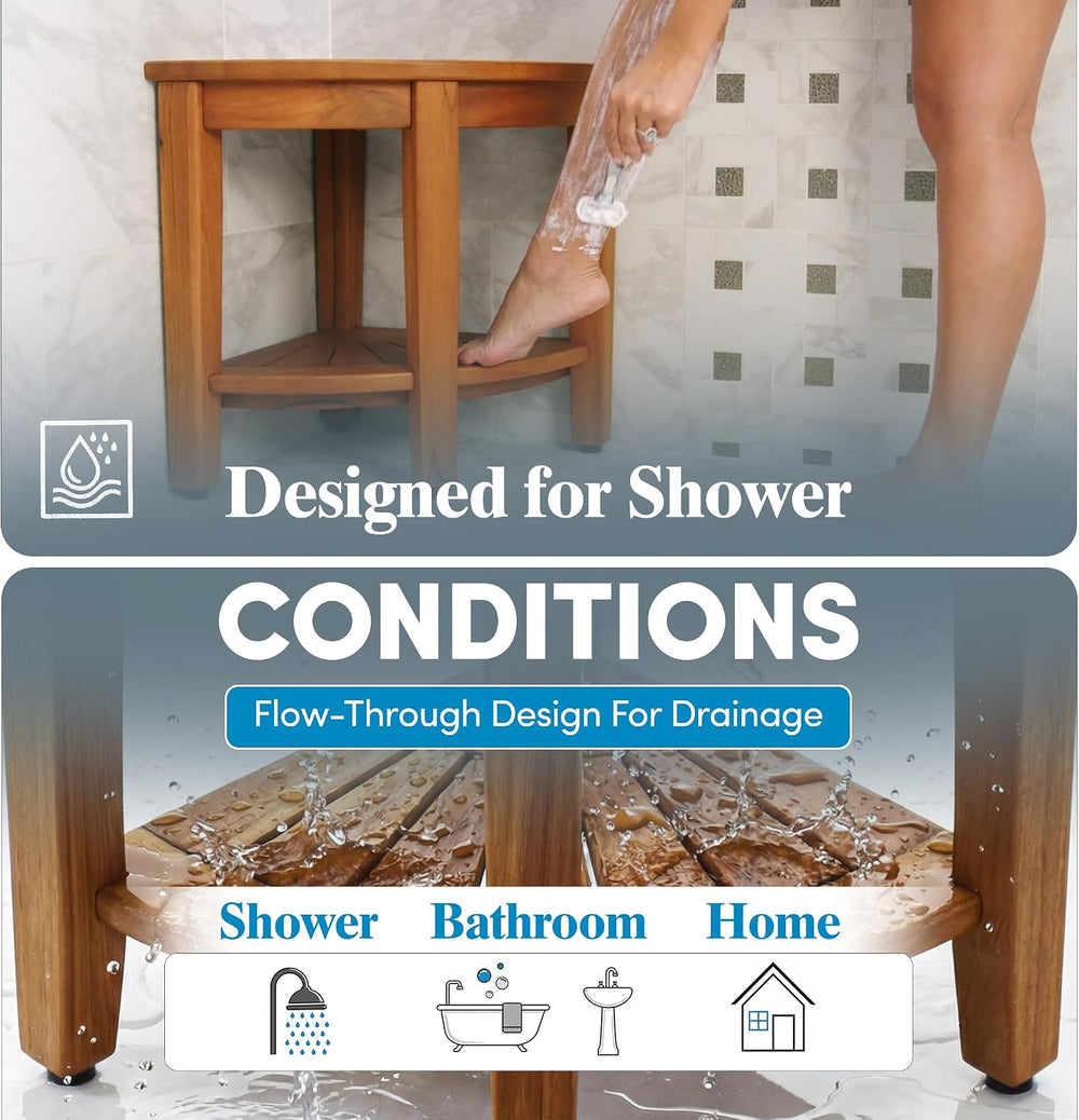 AquaTeak Kai Corner 15.5" Teak Shower Bench