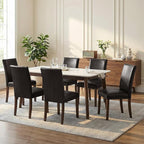 Furniliving Upholstered Dining Chairs Set of 6 - PU Leather Modern Farmhouse Kitchen Chairs, High-Back Dining Room Chairs with Wooden Legs for Kitchen Dining Room Living Room.Brown