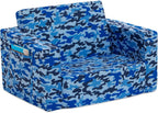 Delta Children Cozee Blue Camo Convertible Foam Chair to Lounger for Kids