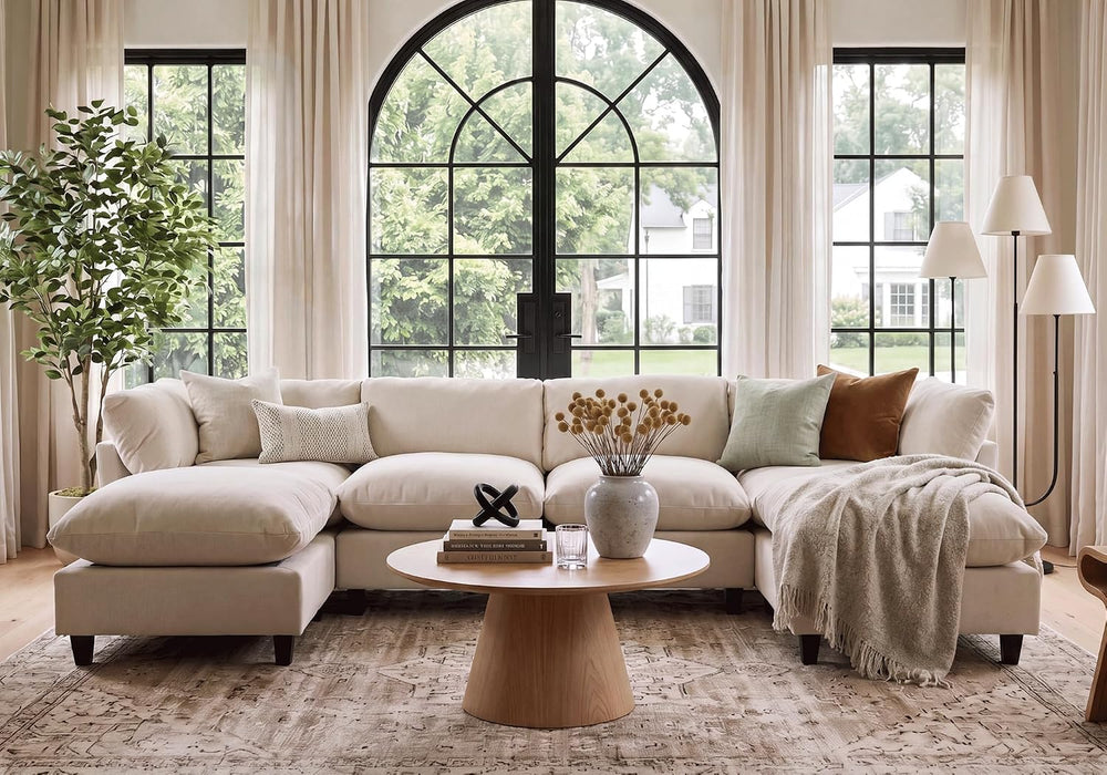 Iroomy Modular Sectional Sofa, U Shaped Chenille Cloud Couch Deep Comfy Seat,...