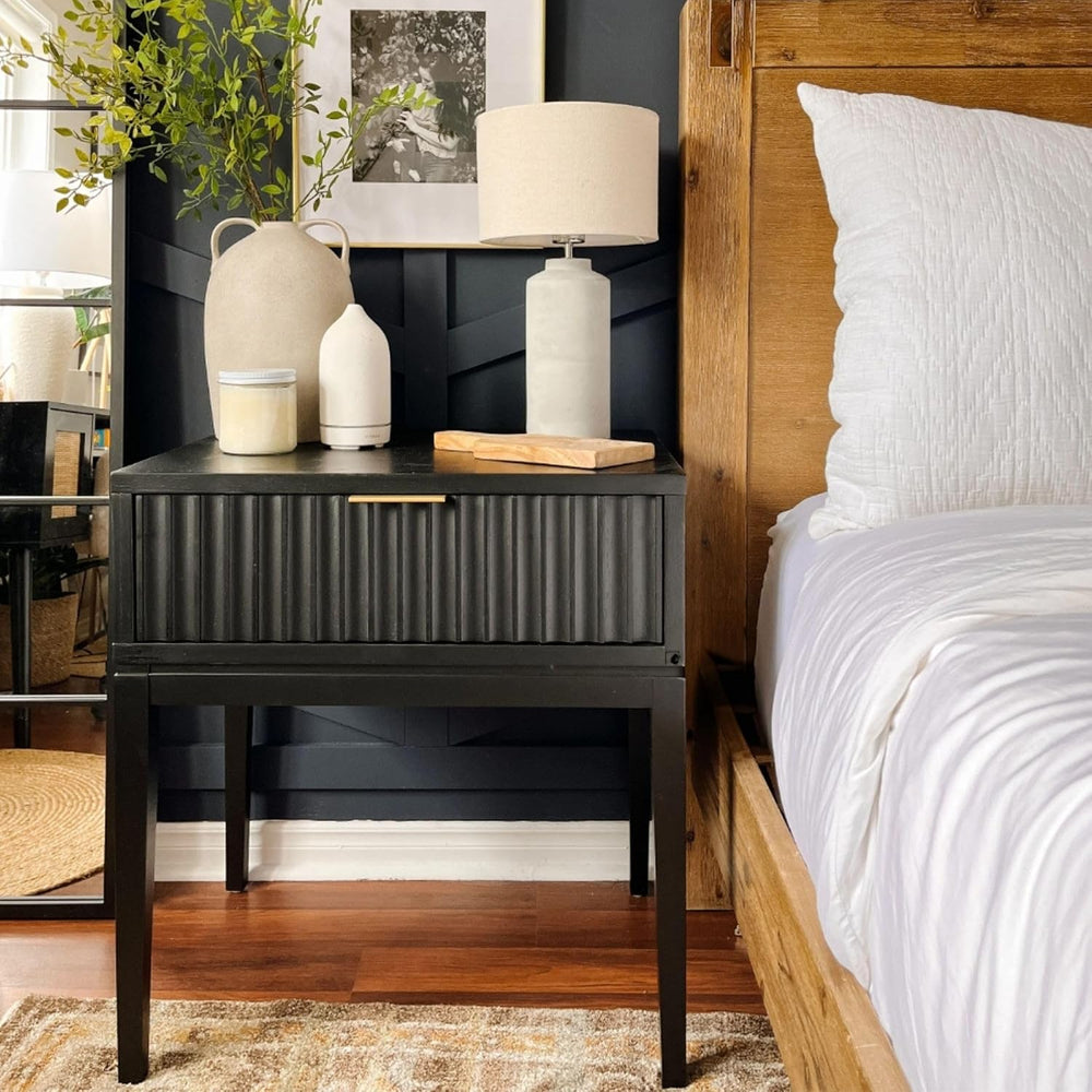 Nathan James Jasper Boho Side Table, Solid Wood Bedroom Nightstand or Bedside...