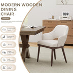 Wooden Dining Chairs Set of 2, Modern Fabric Upholstered Dining Room Chair, Kitchen Side Chairs, Farmhouse Dinner Chair with Open Back for Kitchen, Beige