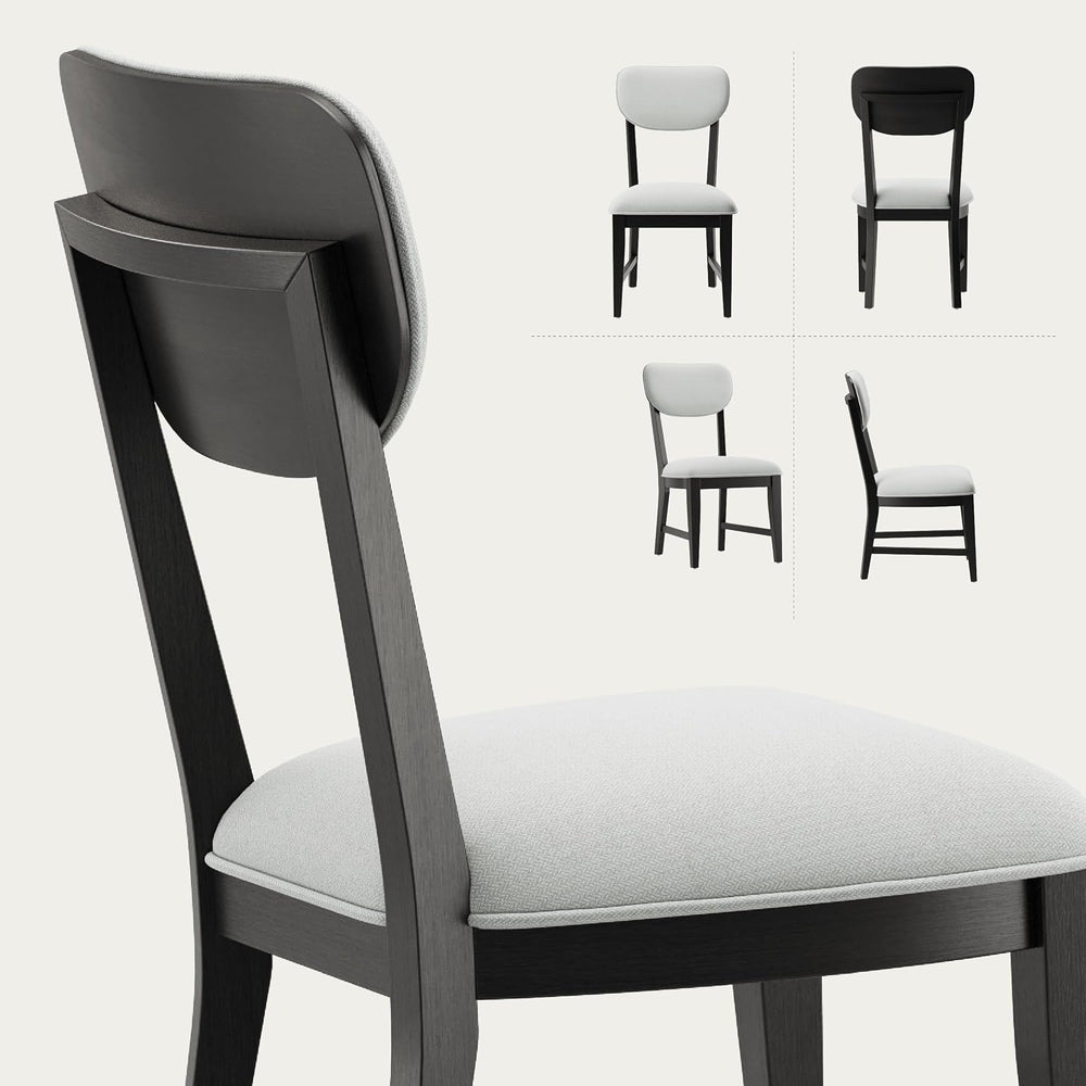 COLAMY Solid Wood Dining Chairs Set of 6, Mid Century Modern Upholstered Kitc...
