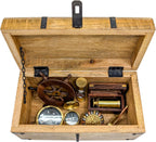 Handmade Pirate Treasure Chest - Wooden Storage Box with Iron Lock & Skeleton Key - Rustic Decorative Jewelry, Toy, Geocache, or Keepsake Chest (Large 12.25 x 6.25 x 6)