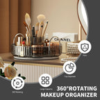 YCIA&DONE Rotating Makeup Organizer for Vanity, Large Capacity Make Up Storage Skin care Shelf Perfume Holders Cosmetic Dresser Organizer Countertop Spinning 360 (Smoky Gray, 1Tier)