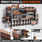 33" W Power Tool Organizer Wall Mount,4-Layer Heavy Duty Tool Storage with 10 Cordless Drill Holder,300 lb Capacity Garage Organization for Garage and Workshop,Black