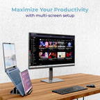 Vertical Laptop Stand Holder 5 Slots, Aluminum Space-Saving Laptop Holder, Adjustable Size Dock Tabletop Desk Organizer 3 Slot + 2 for Apple MacBook/Surface/PC/Tablet/iPad/iPhone (Space Gray)