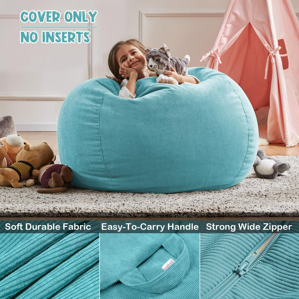 Bean Bag Chair Cover (No Filler) for Kids and Adults,Beanbag Stuffed Animal Storage Without Filling Plush Toys Holder and Organizer Soft Premium Corduroy 200L