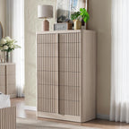 Fluted Dresser for Bedroom, 48" Tall 6 Drawer Dresser, Modern Chest of Drawers with Solid Wood Handle, Curved Profile Design, Wood Dressers Storage Organizer,Bedroom, Living Room, Hallway, White Alder