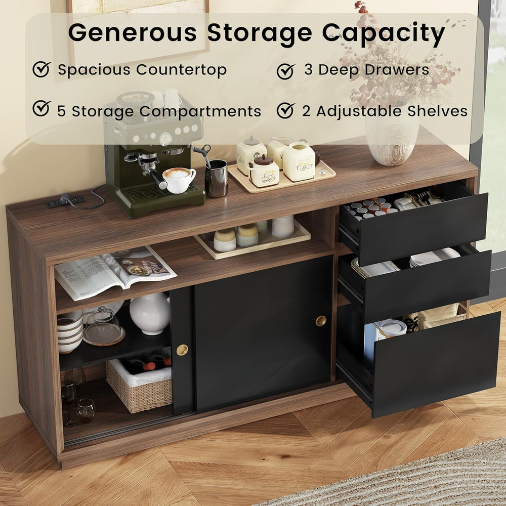 ModernMate 60" File Cabinet with 3 Drawer, Large Storage Sideboard, Fili...
