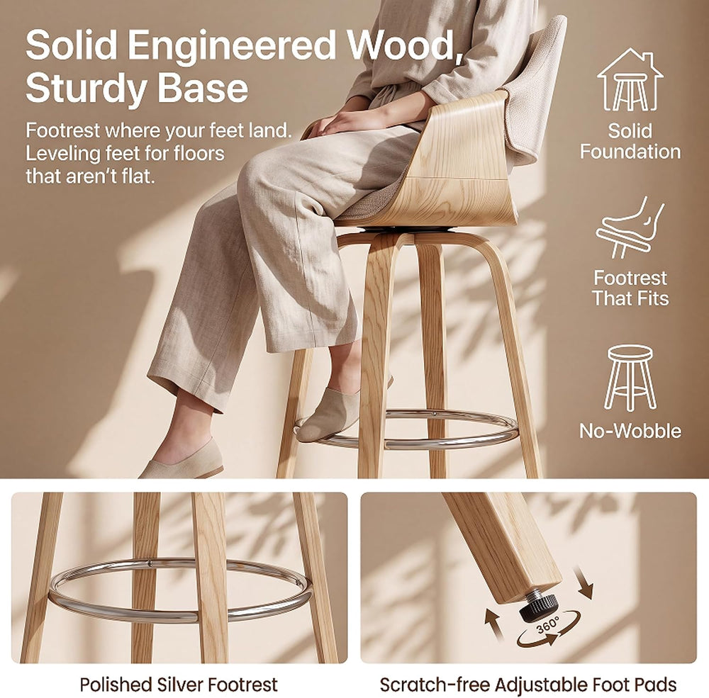 26'' Modern Barrel Swivel Counter Stools Counter Height Swivel Bar St...