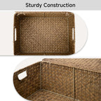 StorageWorks Wicker Storage Basket with Lid, Large Basket with Lid, Brown | Woven Baskets with Lids for Shelves, Wicker Storage Baskets with Lids, Decorative Box, Lidded Baskets for Organizing, 1 Pack