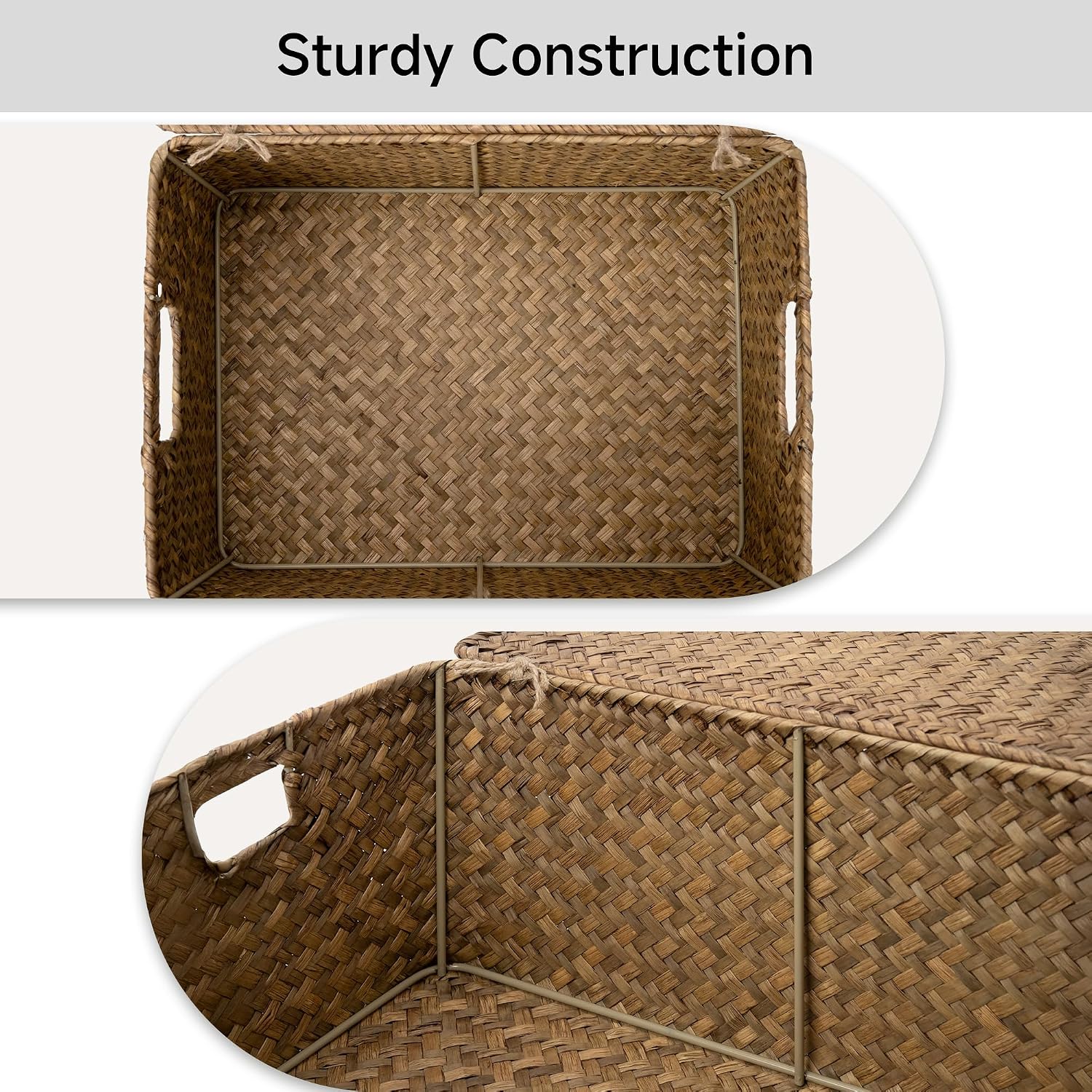 StorageWorks Wicker Storage Basket with Lid, Large Basket with Lid, Brown | Woven Baskets with Lids for Shelves, Wicker Storage Baskets with Lids, Decorative Box, Lidded Baskets for Organizing, 1 Pack