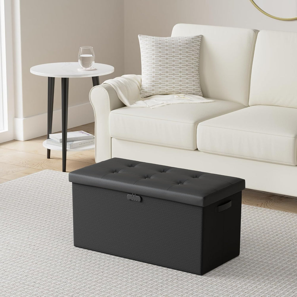 DocSafe Storage Ottoman Bench with Lock,Fireproof 30 Inches Folding Bench Foo...