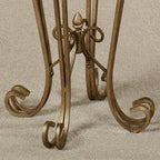 Touch of Class Chalcedony Metal Scroll Pedestal Table, Antique Gold, 36" H | Beveled Glass, Made of Iron, Square Shaped Top, Elegant Style, Accent Furniture for Living Room, Sun Room, or Bedroom