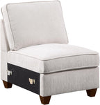 Ball & Cast 127" L-Shaped Sectional Couches for Living Room with Movable Ottoman,2 Cup Holders & USB Ports,7 Seat Chenille Upholstered Sofa W/6 Throw Pillows & Hidden Storage Box,DIY Combination,Beige