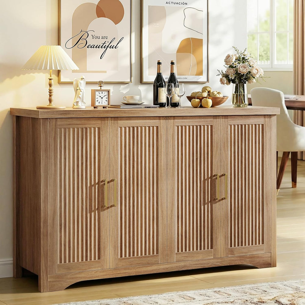 Memobarco Fluted Buffet Cabinet with Storage（55.59" W Accent Sideboard C...