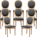 French Country Dining Chairs Set of 8, Gray Kitchen & Dining Room Chairs Set of 8, Linen Upholstered Dining Chairs, Wood Legs, Sillas De Comedor (Fabric, Grey, 8Pcs)