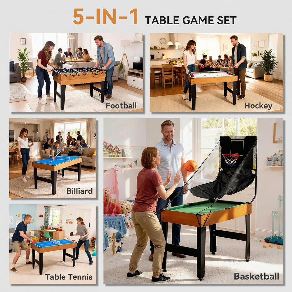 Soozier 5-in-1 Multi Game Table, 53" Combo Game Table Set with Accessories