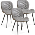 Dining Chairs Set of 3, Comfy Modern Dining Chairs with Thick Cushions, Upholstered Fabric Kitchen Side Chairs with Adjustable Metal Legs for Dining Room (Light Grey)