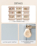 Vlando Travel Jewelry Case Organizer,Small Jewelry Box with 12 Velvet Jewelry Storage Pockets,Christmas Gift Ideas for Bride Friends Women Girls-Baby Blue
