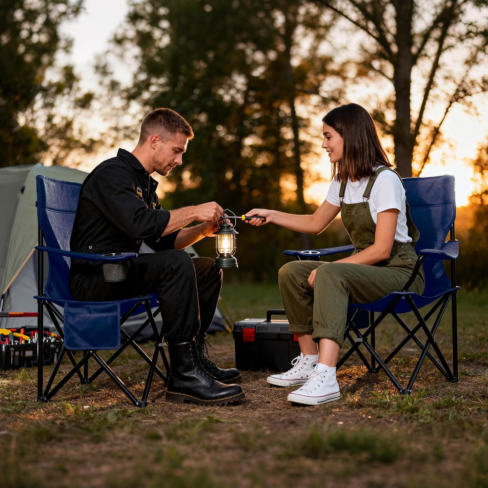 Portable Camping Chair 2 Pack, Folding Outdoor Chair with Cup Holder & Si...