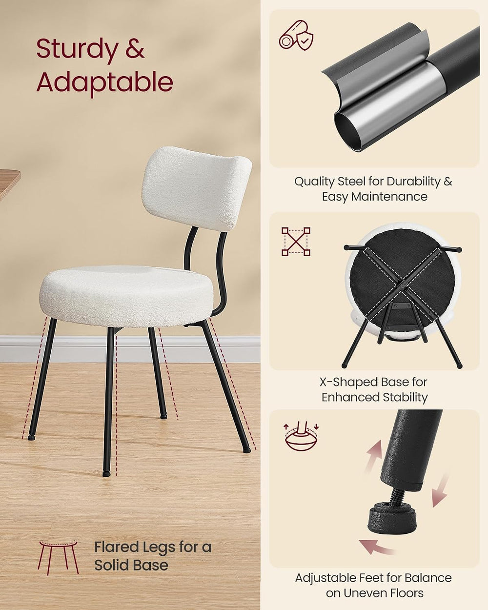 VASAGLE Dining Table Set, Round Dining Table with 2 Upholstered Kitchen Chair...