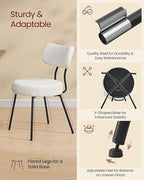 VASAGLE Boucle Dining Chairs Set of 6, Upholstered Kitchen Dining Room Chairs with Curved Backrest and Steel Frame, Modern Mid Century, Round, for Vanity, Living Room, Cream White UKDC110W16