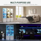 65"H Corner Display Cabinet with Glass Doors and Sensor Lights,lock,White | Lighted Glass Display Cabinet with 3-Tier Glass Shelves,Corner Curio Cabinet with 3 Color Lights for Collectibles