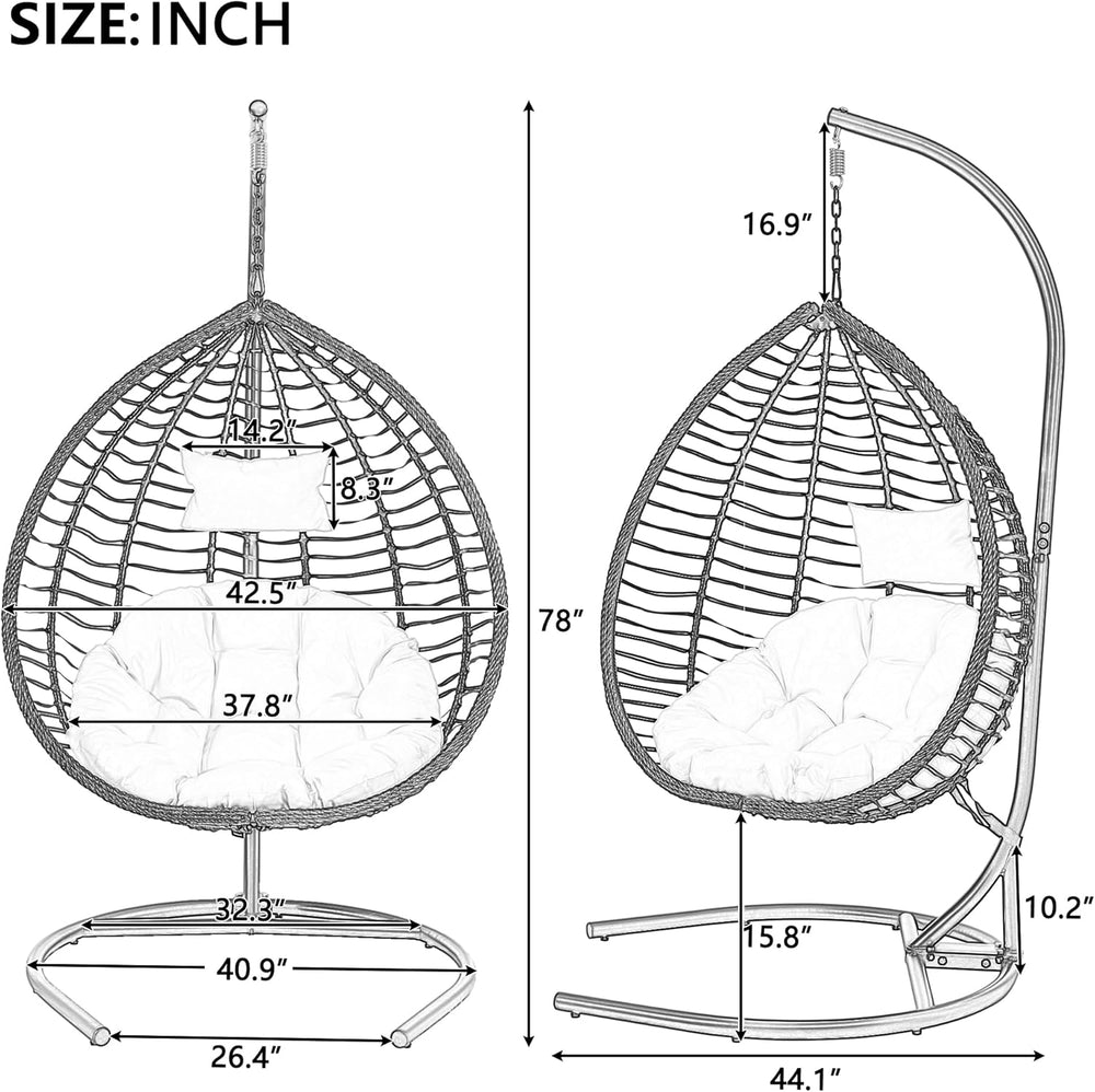 Mirightone Hanging Egg Chair with Stand, Foldable Wicker Egg Swing Chair for ...