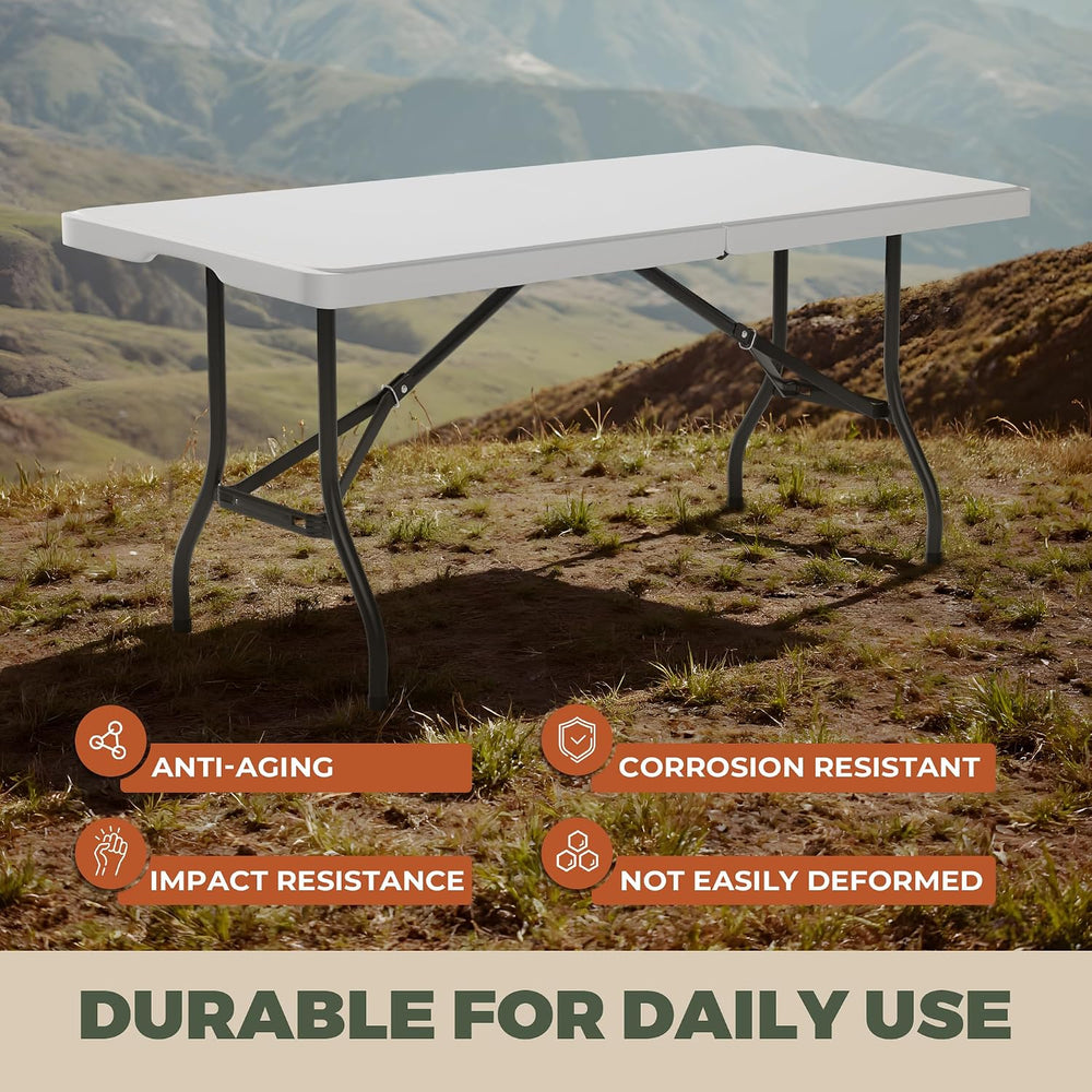 6 Foot Folding Table, Sturdy 330LBS Capacity, Reinforced Steel Legs, Foldable...