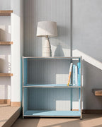 32-Inch 2-Tier Metal Bookcase, Open Shelf Storage Organizer for Living Room, Bedroom, Side Table or Nightstand Use, Modern DIY Assembly, Blue