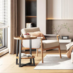 Yusong Round Side Table, Industrial Cherry End Table, Accent Nightstand Bedside Table for Living Room, Bedroom, Sofa Couch