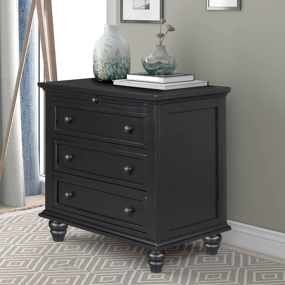 28'' Painted Nightstand with Pull Out Tray, Bedside Cabinet with 3 Dr...