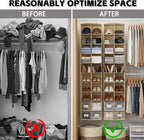 20 Section Hanging Shoe Organizer for Closet, Beige | Hanging Closet Organizer and Storage for Wardrobe, Dorm, Bedroom, Space Saving Foldable Clothes Shelf with Sturdy Hooks