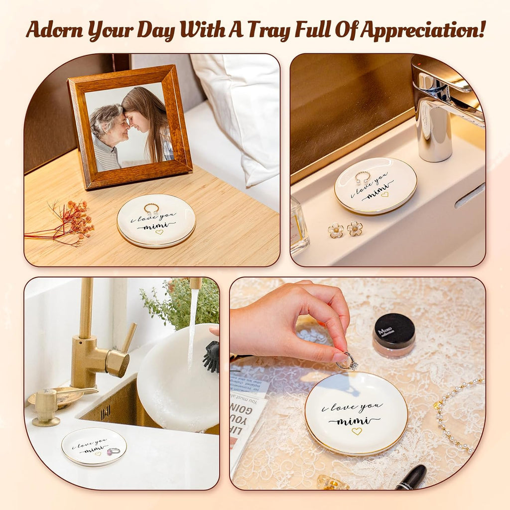 PUDDING CABIN Mimi Gifts: I Love You Ring Dish for Mimi Birthday, Mothers Day, Christmas & Wedding