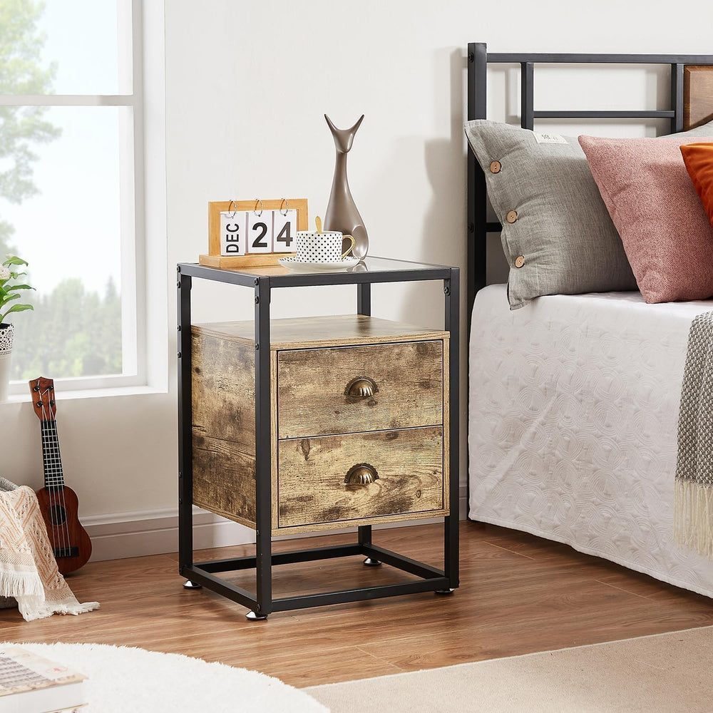 VECELO Bedside End Table, Modern Nightstand with Drawer, Night Stand for Livi...
