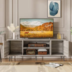 JUMMICO TV Stand for 65 Inch TV, Mid Century Modern TV Stand, Entertainment Center with Storage Cabinet and Open Shelves, TV Console Table Media Cabinet for Living Room, and Bedroom (Gray)