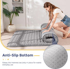 MAXYOYO Japanese Floor Futon Mattress Twin Size, 3" Thicken Tatami Sleeping Pad Foldable Roll Up Mattress, Portable Floor Mattress Pad for Adults, Guest Room, Camping, Grey