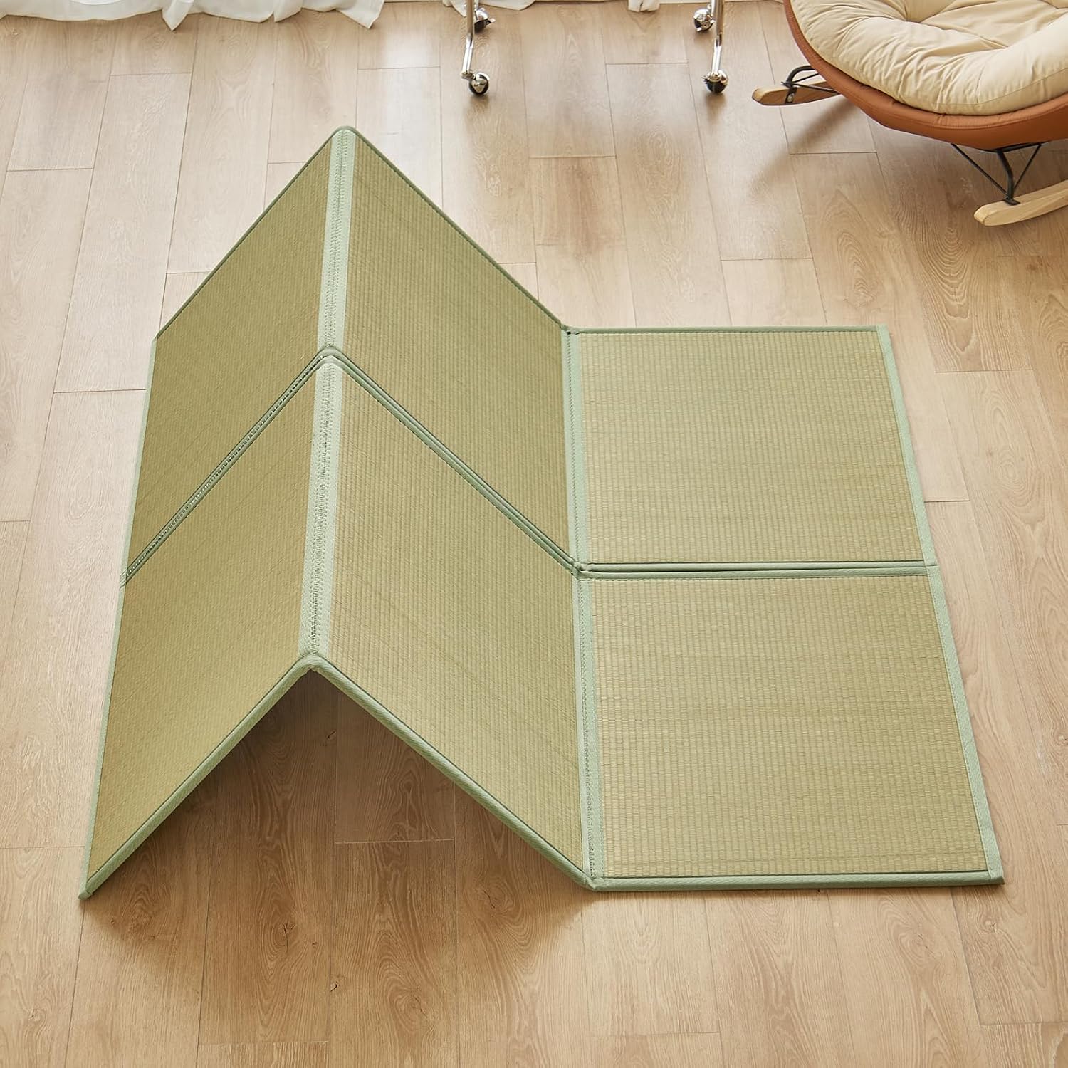 Natural Rush Grass Floor Tatami Mat,Queen, 79" x 59" x 0.5" | Japanese Portable Folding Firm Traditional Bed Mattress, Foldable Pad Futon,for Sleeping,Sitting,Yoga,Relaxing,Zen