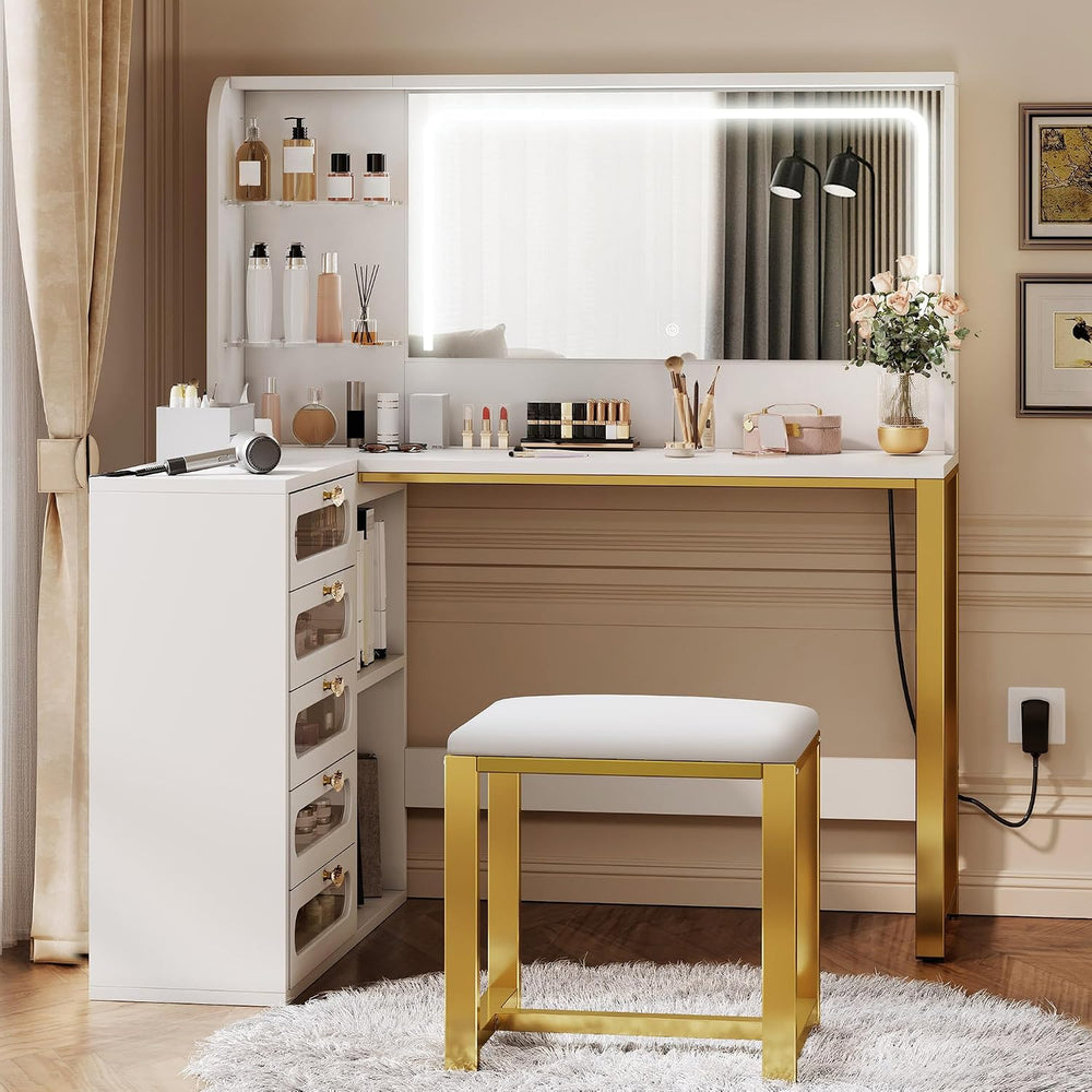 YITAHOME 48" Vanity Desk Set | Makeup Vanity with Mirror and Lights, 3 L...