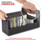 Stock Your Home DVD Storage Box, Movie Shelf Organizer for Blu-Ray, Video Game Cases, CDs, VHS Tape Display Stand, Disc Holder Can Store Up to 28 DVDs, Faux Leather (Black) 2 Pack