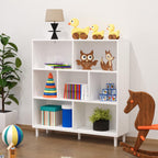 Wood Cube Storage Organizer White Bookshelf - 3-Tier Freestanding Storage Cabinet with Legs for Home Office, 7-Cubes Open Shelf
