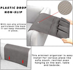 NB Sofa Armrest Organize remote holder bedside caddy organizer with 5 pockets，non-slip couch remote control holder couch armchair caddy accessories (Dark Grey, 35''x18'')