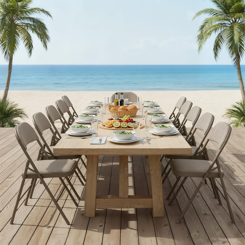 DUMOS Padded Folding Chairs 4 Pack, Foldable Dining Patio Chairs, Outdoor