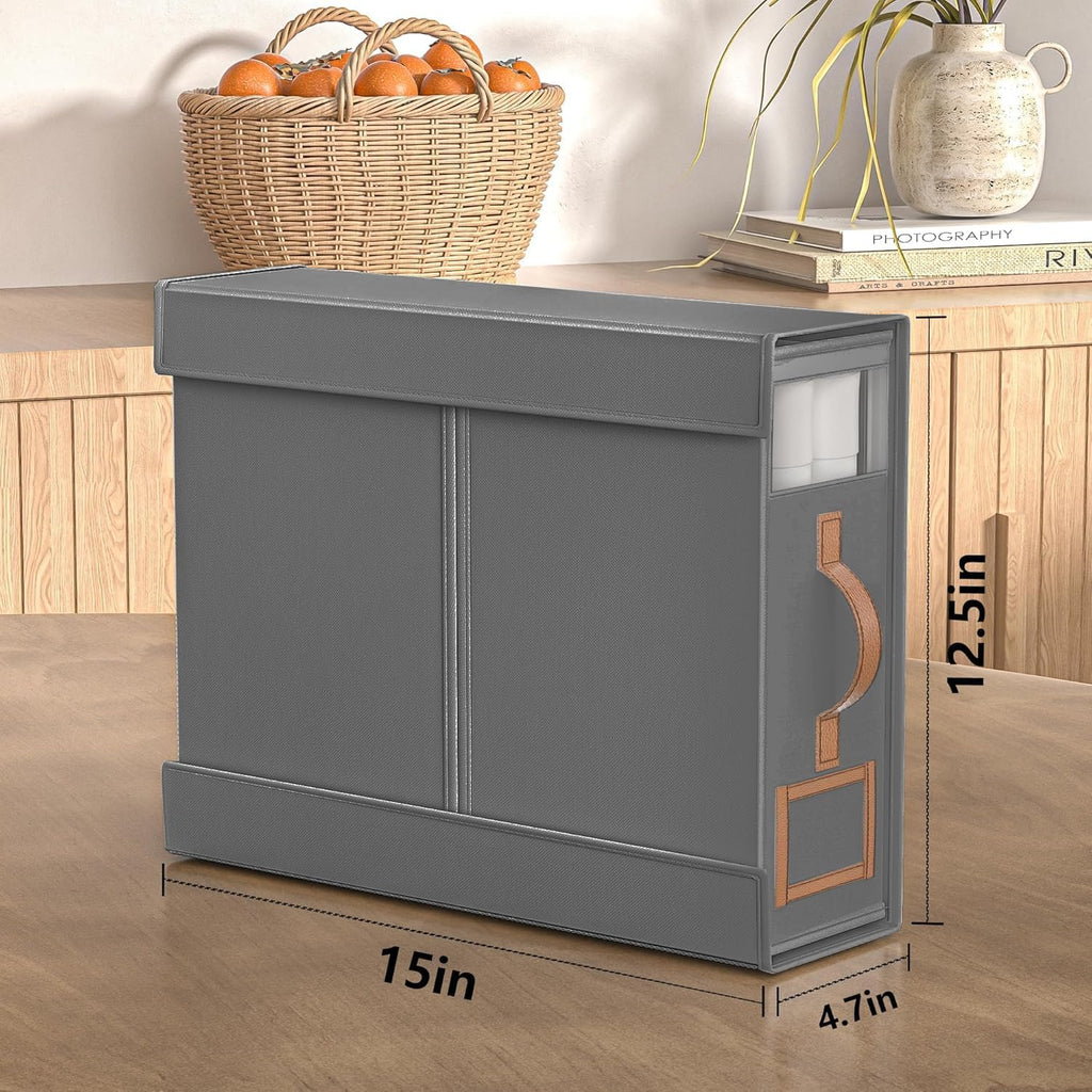 2 Pack Bed Sheet Organizers And Storage(King & Queen Size),Foldable Bedding Storage Box With Leather Handle,Sheet Organizer For Duvet Cover Set,Gray