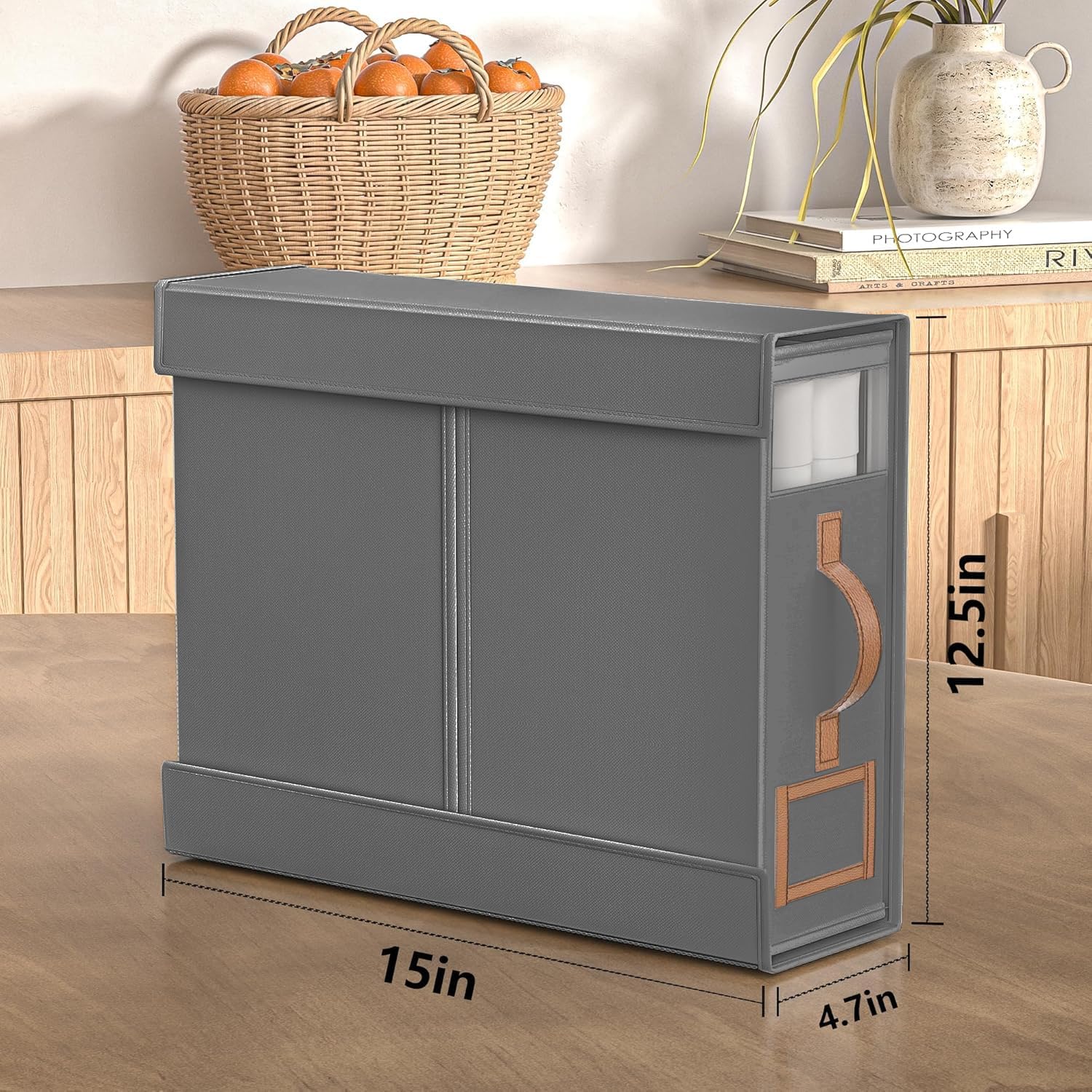 2 Pack Bed Sheet Organizers And Storage(King & Queen Size),Foldable Bedding Storage Box With Leather Handle,Sheet Organizer For Duvet Cover Set,Gray