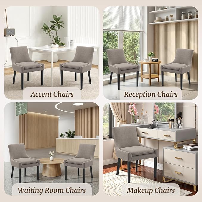 COLAMY Upholstered Dining Chairs Set of 6 with Mid Back and Wood Legs, Modern Accent Side Chairs for Living Room/Dining Room-Camel